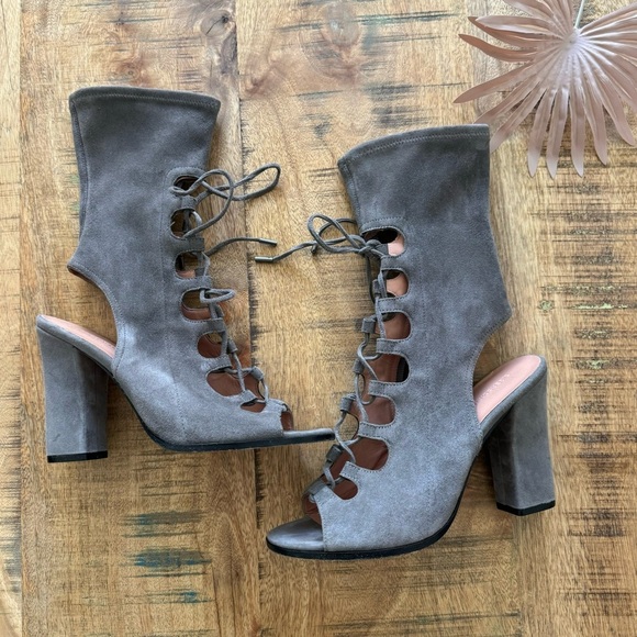 SIGERSON MORRISON Linda Lace Up Suede Gray Bootie Size 9 - Picture 14 of 14